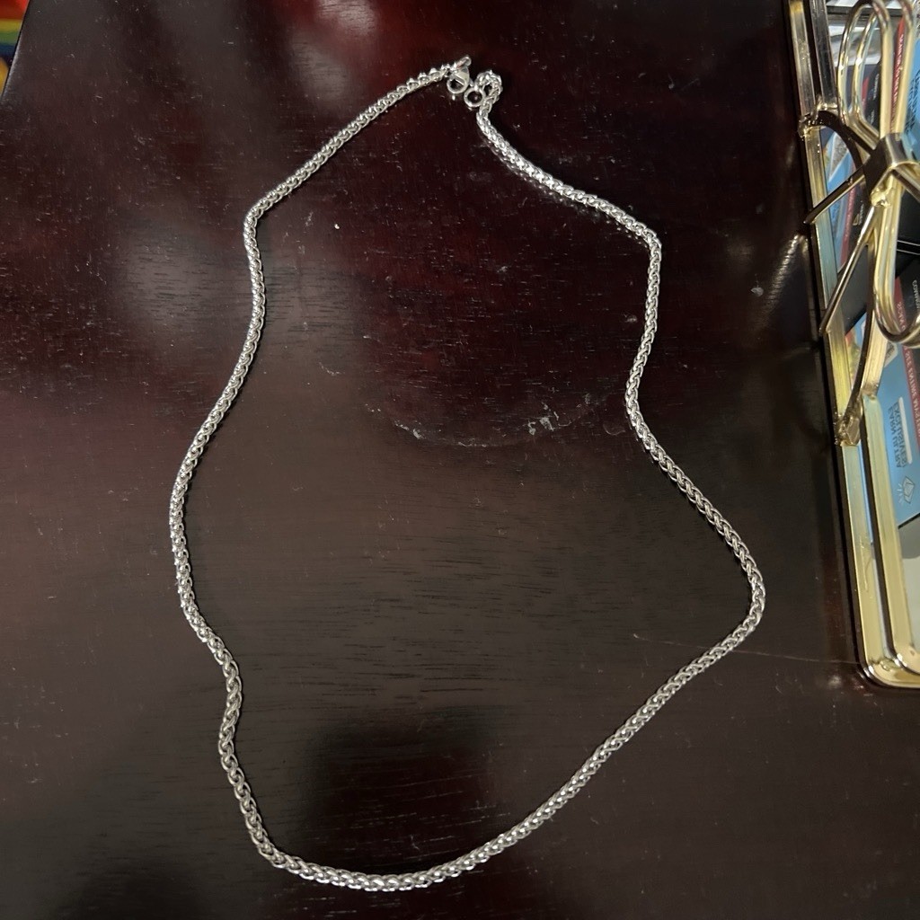 Silver Tone Rope Chain Necklace with Lobster Clasp, No Pendant, No Stone
