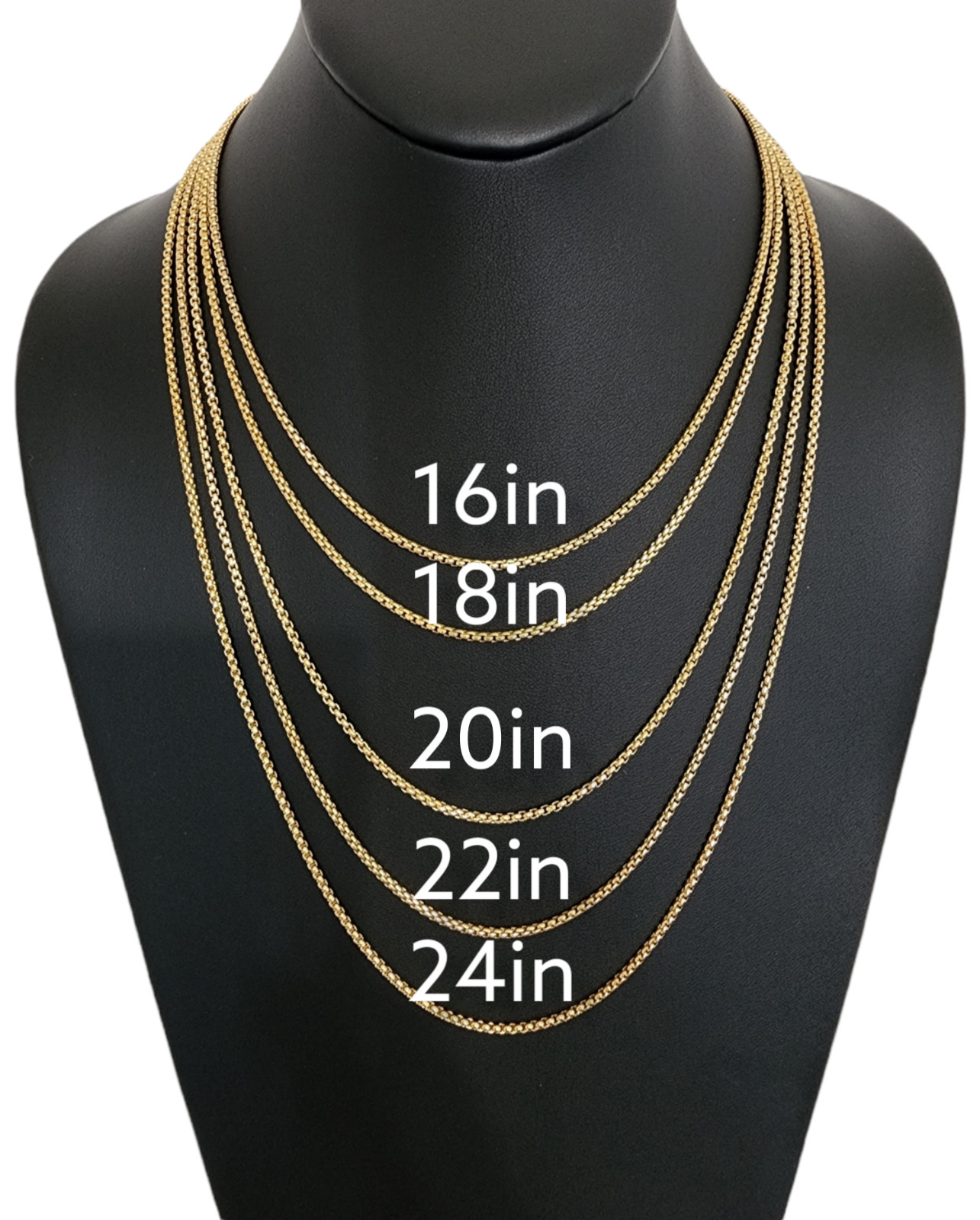 Stainless Steel Gold Plated Box Chain Necklace 16-24in Unisex Hip Hop Jewelry