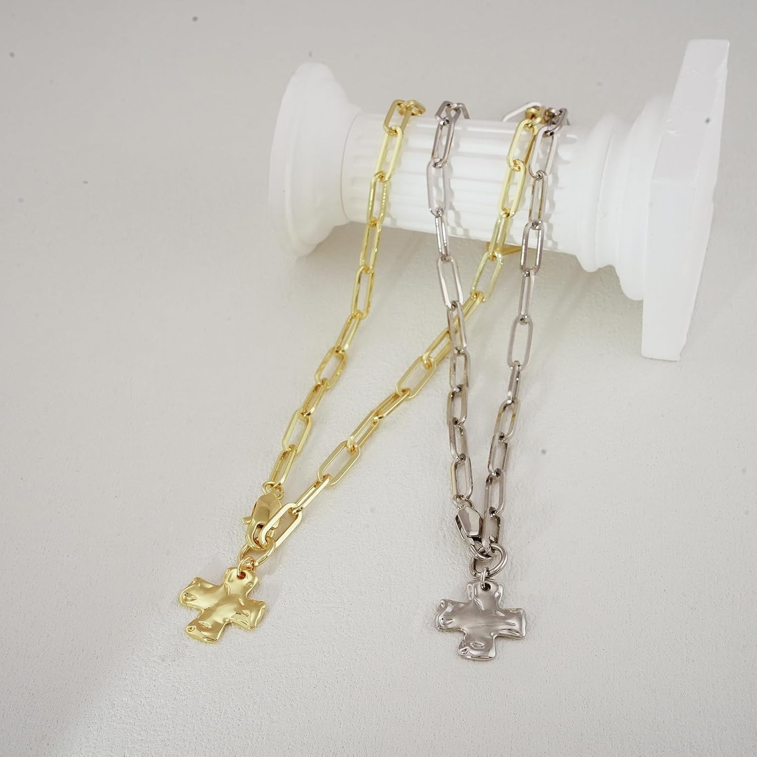 Chunky Cross Necklace for Women Trendy Gold Silver Layered Statement Cross Penda