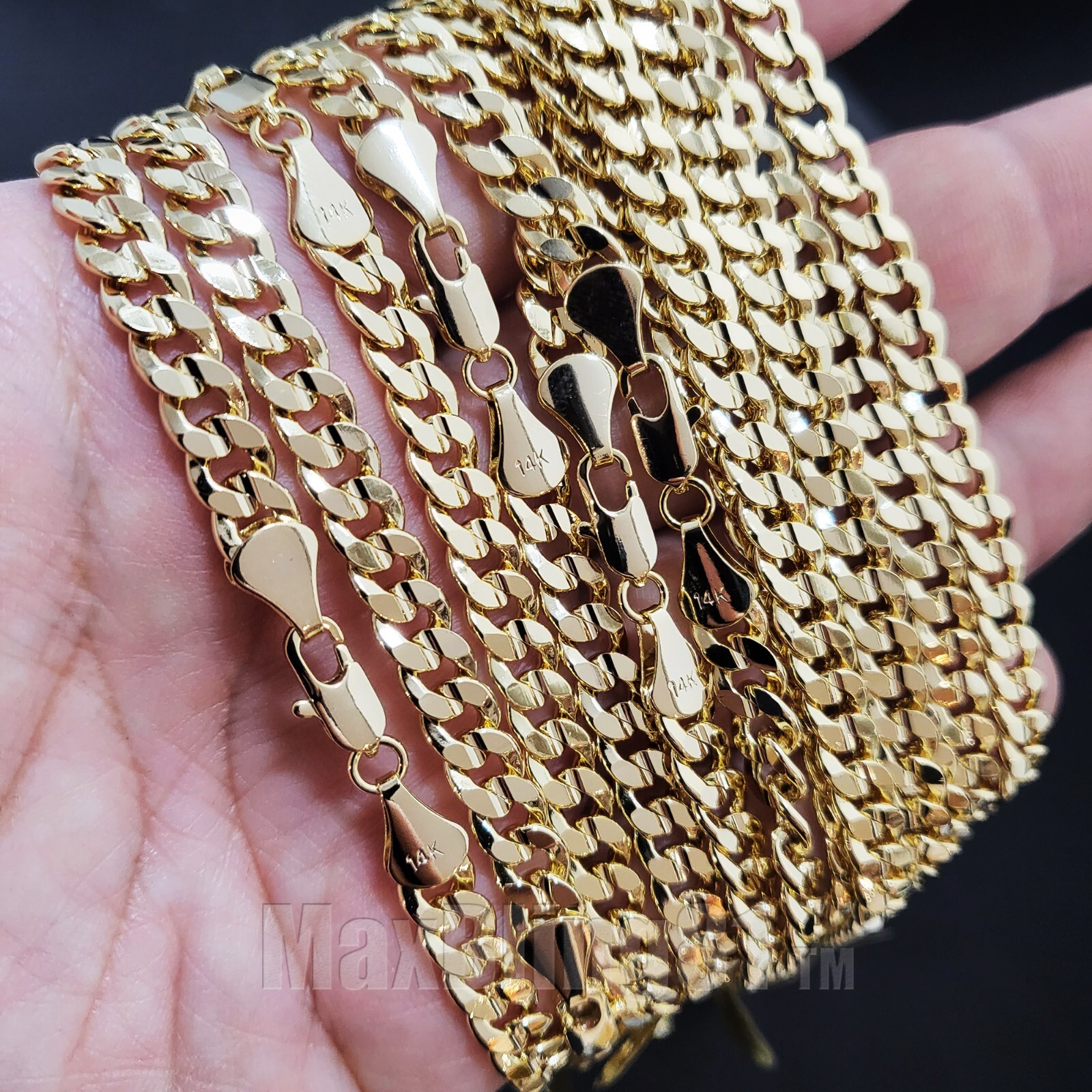 Hip Hop Premium 14K Stamped Gold plated 4~10mm Brass Miami Cuban Chain Necklace