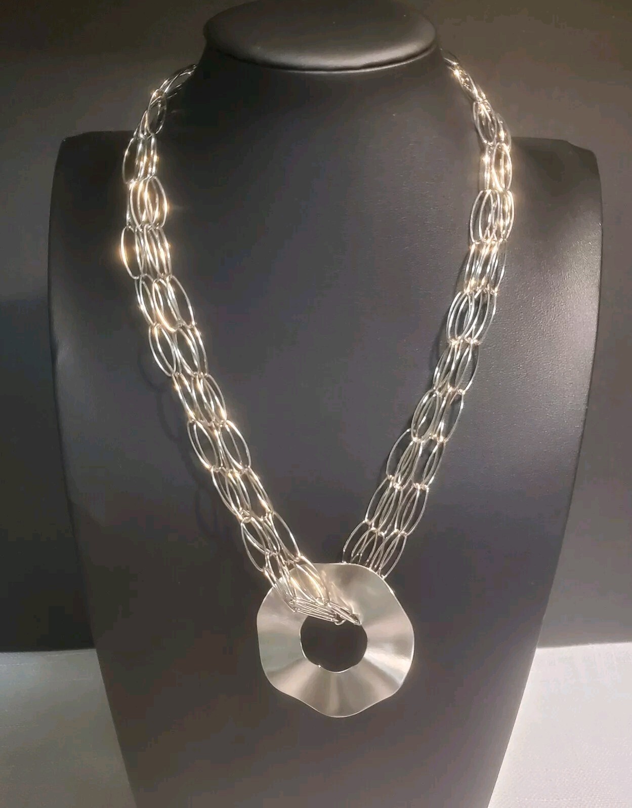 Milor Italy Stainless Steel Multi Strand Chain Necklace 18” Artist Stamped