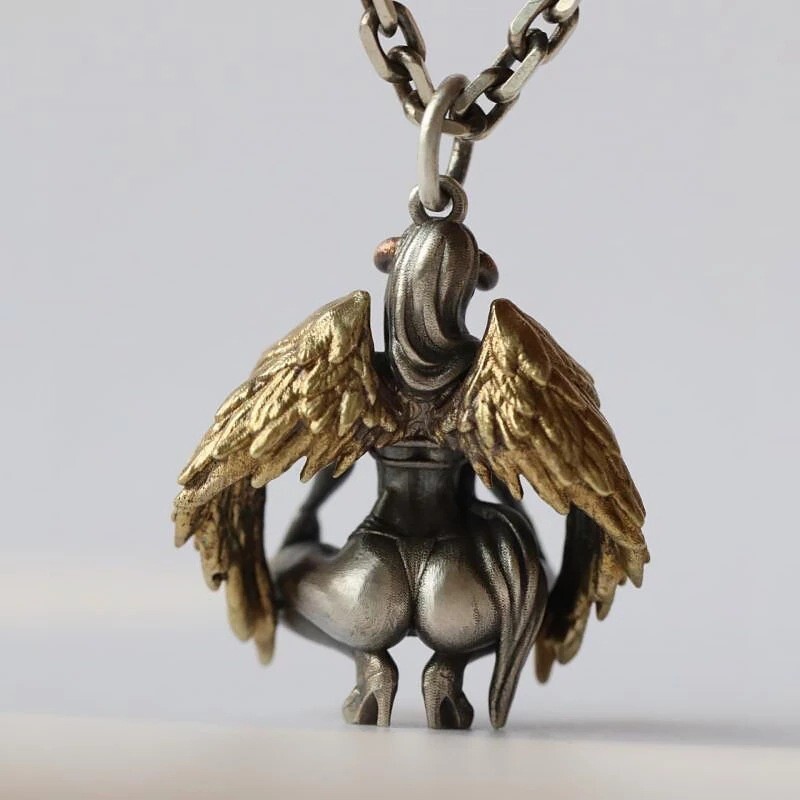 Men’s Stainless Steel Devil Angel Necklace Pendant Jewelry Fashion Chain