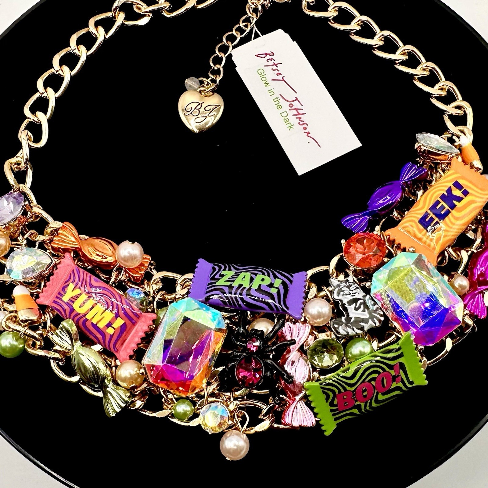 BETSEY JOHNSON Halloween Candy Necklace Glow In The Dark Gorgeous! NEW (VIDEO)