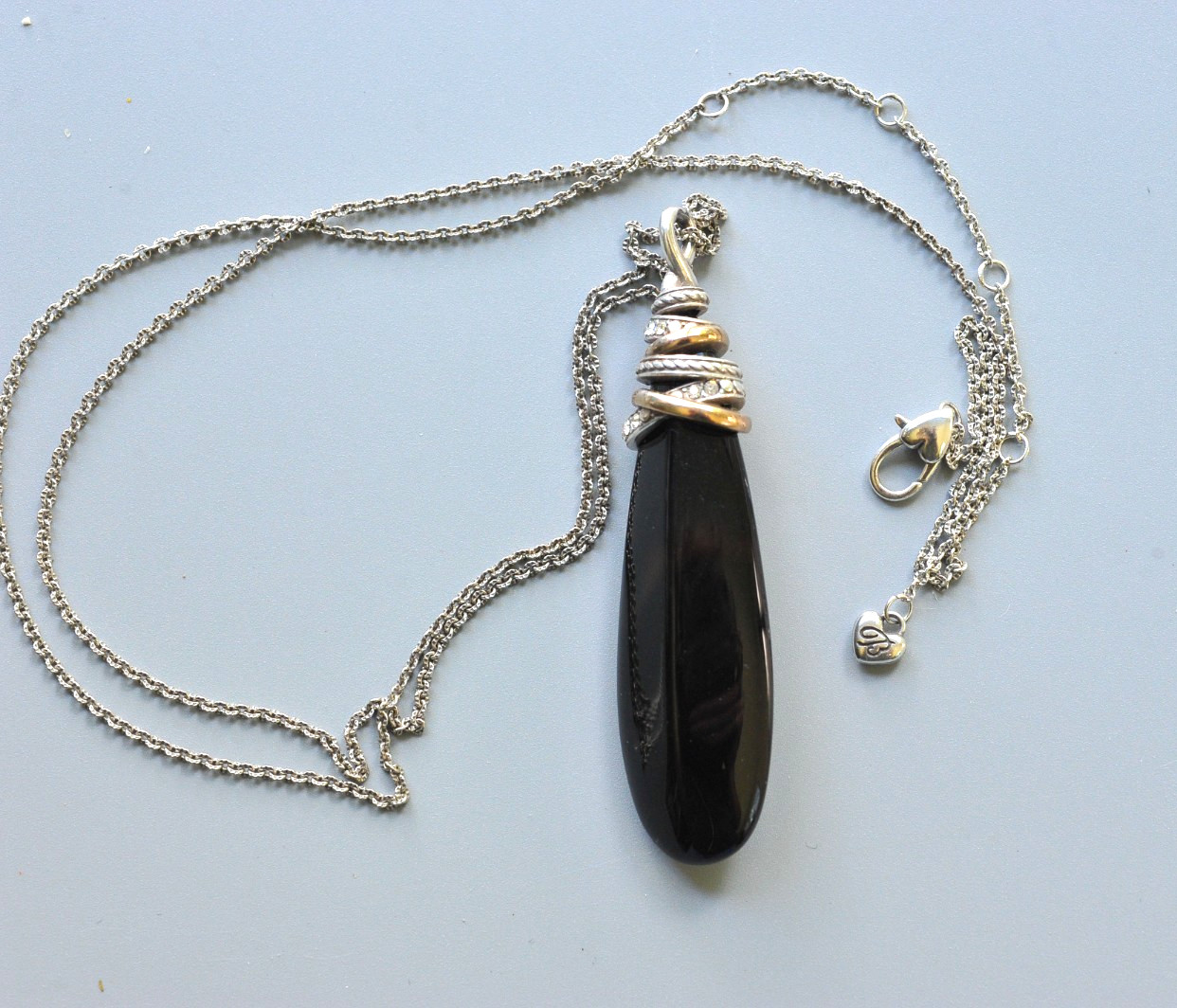 Brighton Neptune’s Rings Pyramid Black Agate Necklace Pave gold silver tone SA7