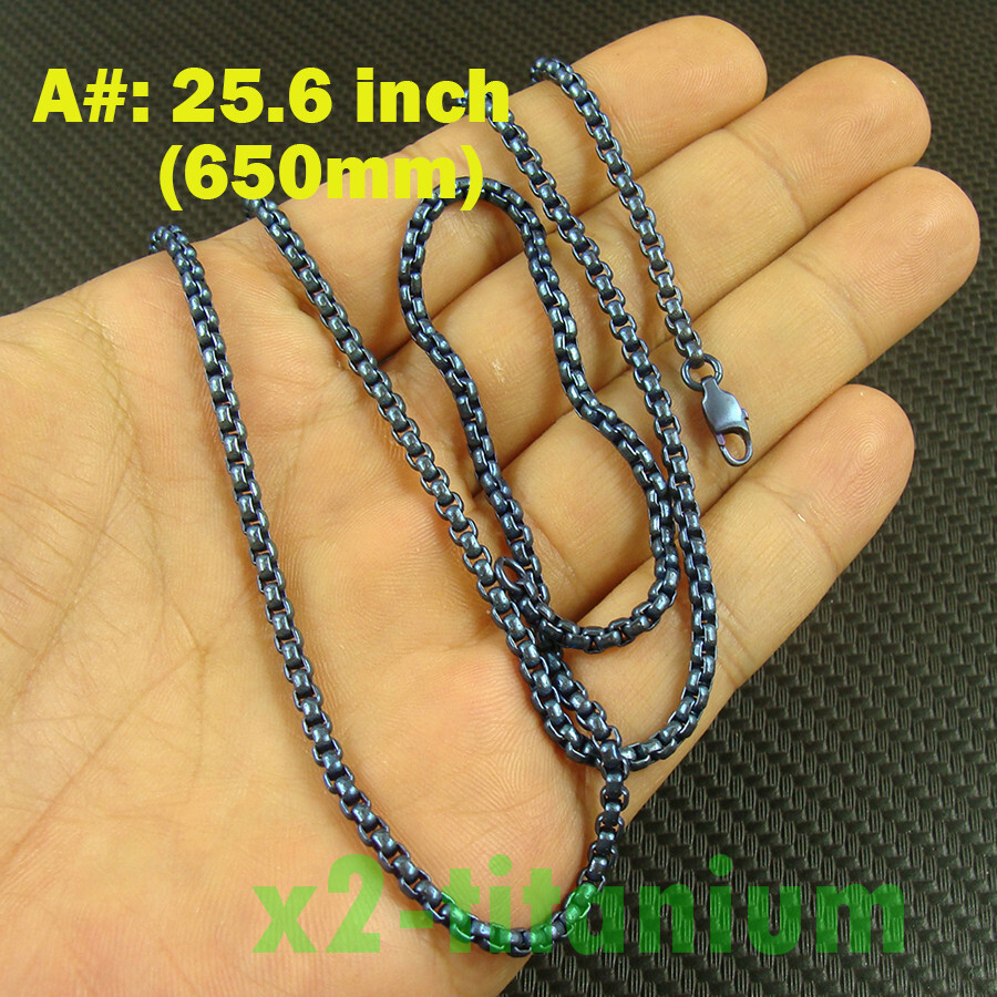 Blue anodized Titanium Ti 3mm Rolo box chain necklace anti-allergy XH283B