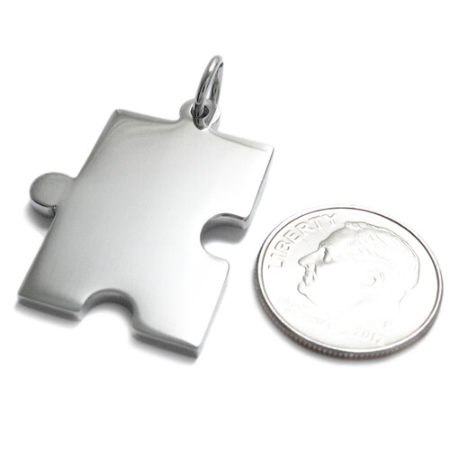 Stainless Steel Puzzle Piece Pendant w/ 24″ Necklace- Free Engraving