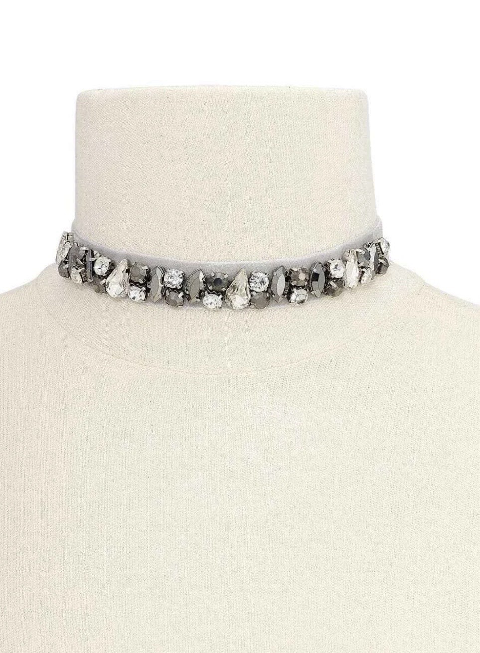 INC International Concepts Choker Features A Silver Tone Fabric Band Adorned New