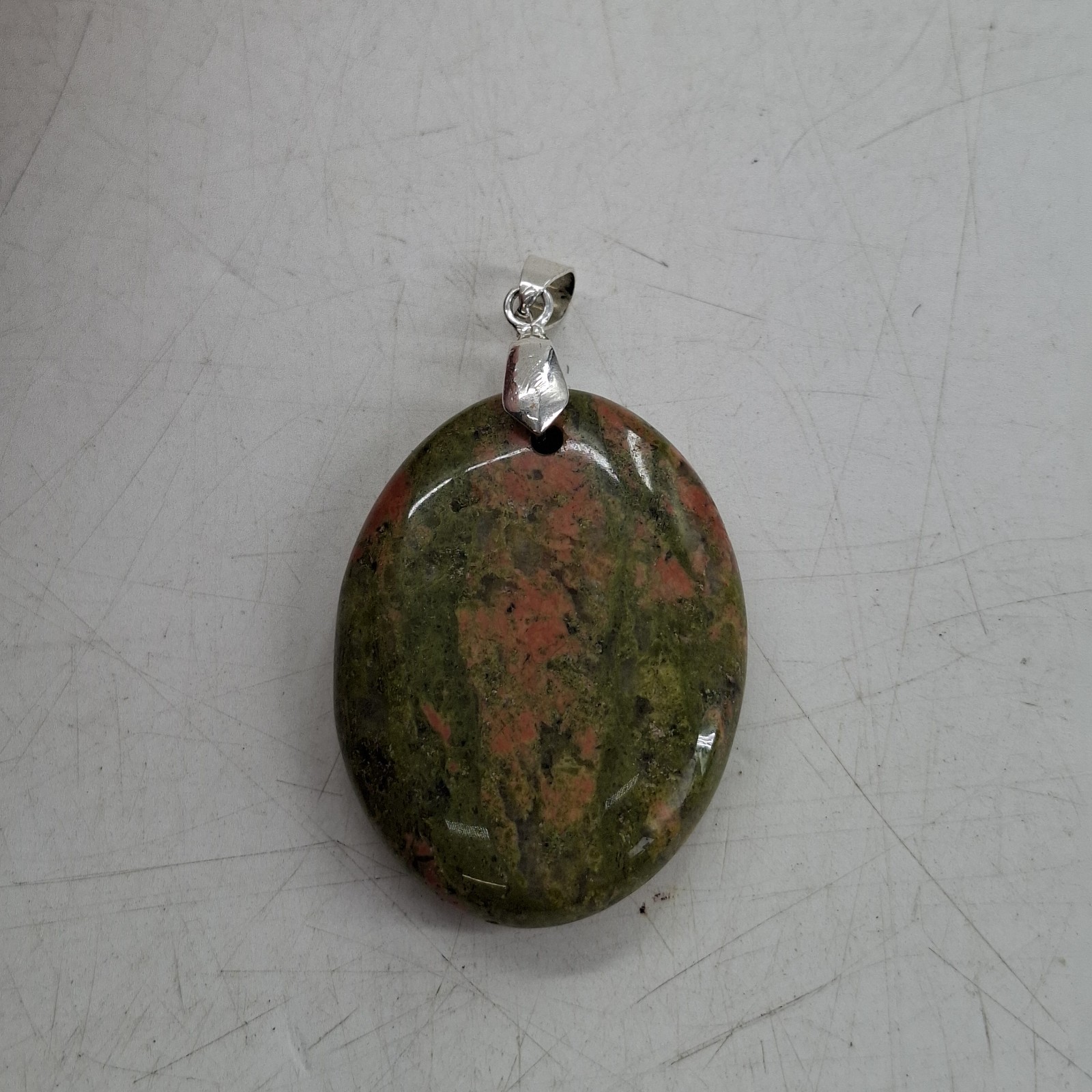 Unakite pendant 4cm 18KGP clasp Smoky Quartz pendant 3.5cm 925 clasp Edging