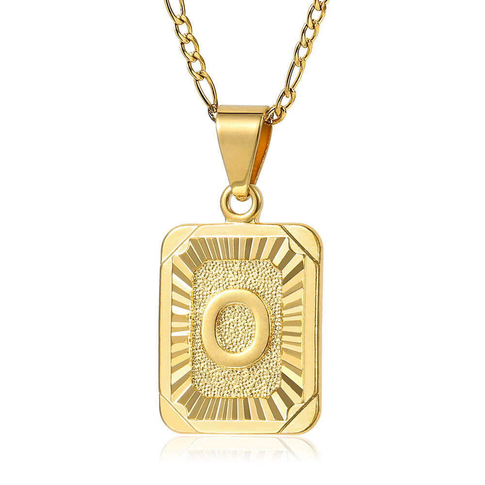Women Men 18″ Gold Filled Initial Letter Pendant Necklace Stainless Steel Chain