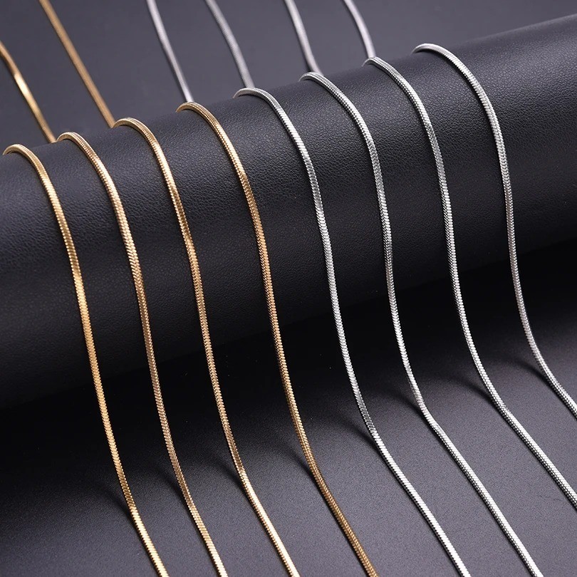 45/50/60/70cm Stainless Steel Snake Chain Necklace Men Women Choker