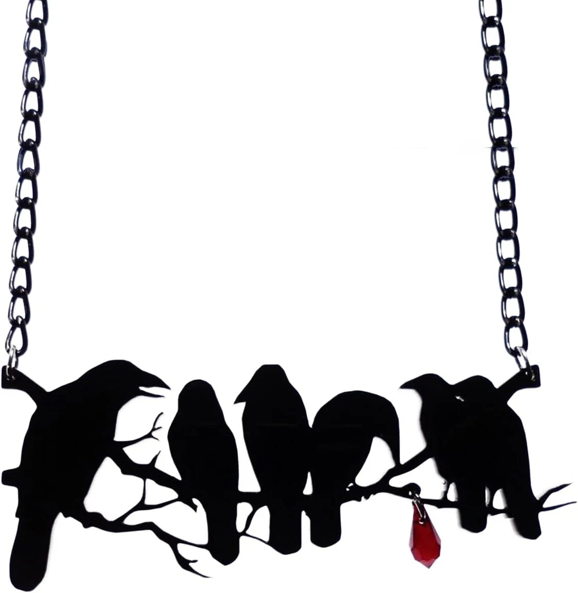 Halloween Crow Necklace for Women Vintage Gothic Black Crow Pendant Necklace Bla