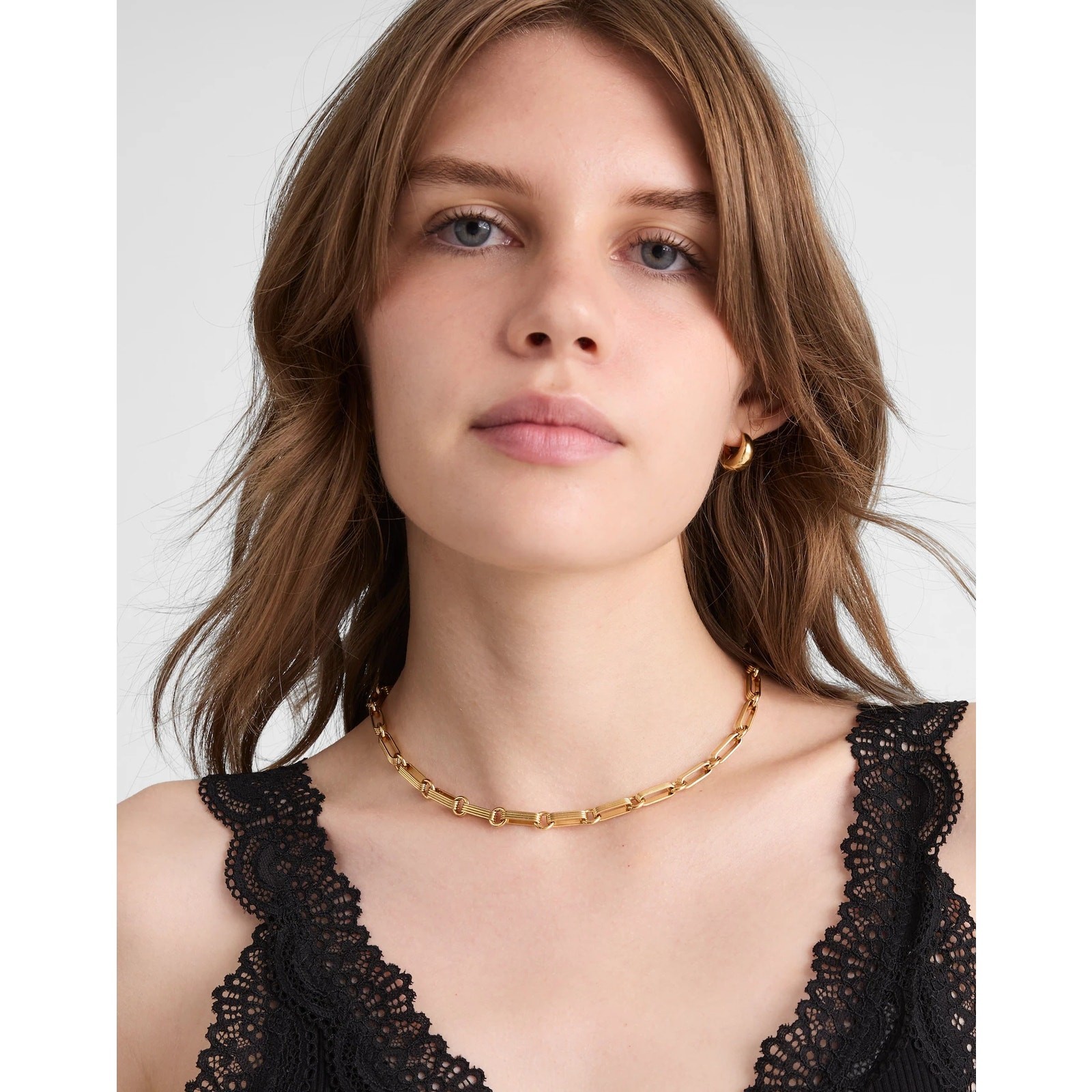 Madewell Womens Carabiner Mixed Chain Necklace Antique Gold One Size NWOT