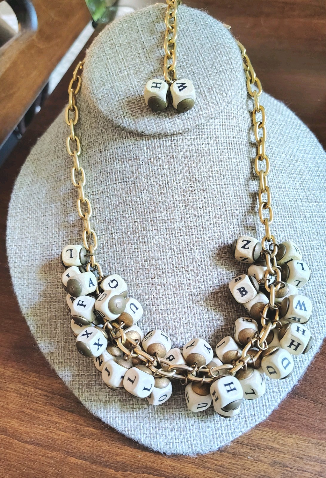 Authentic LENORA DAME Alphabet Necklace Charms 22″ Chunky Statement Brazil