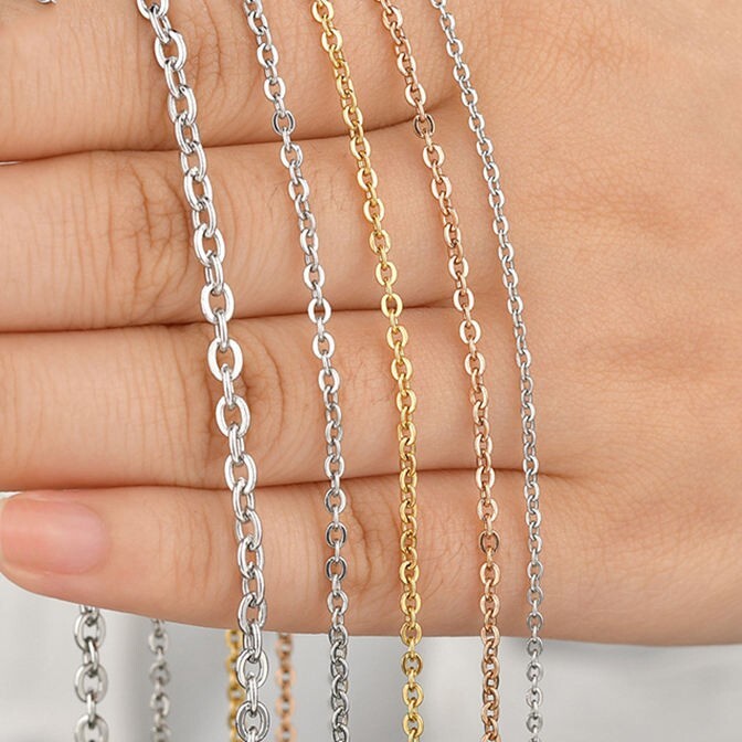 Sterling Silver Trace Chain Women Necklace | 16″/18″/20″/22″/24″/26″/28″/30″