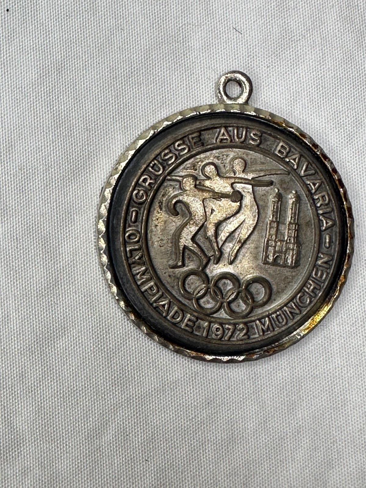 Olympic Games Munich Germany pendant 1972 Silver Tone Medal Charm
