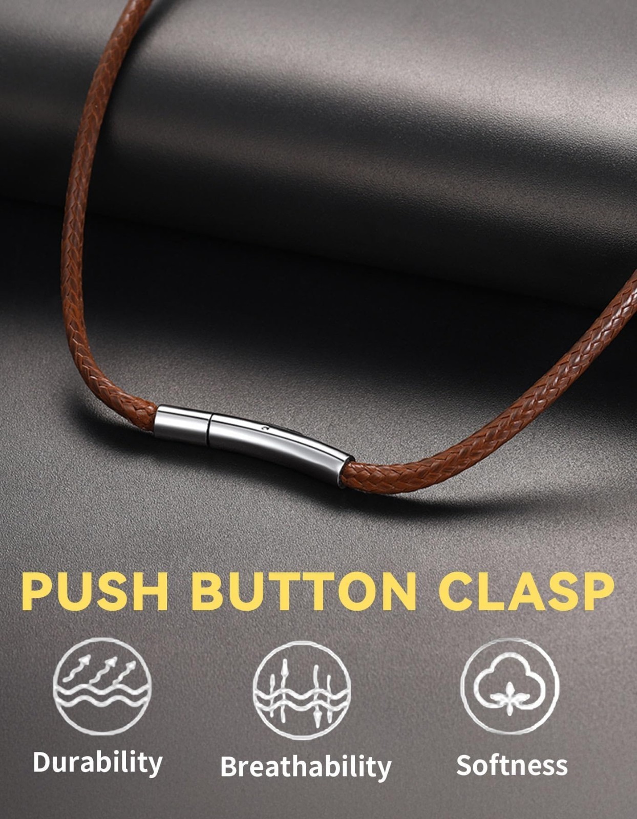 Braided Leather Necklace Cord for Pendants – Waterproof, 1.5mm/2mm/3mm, 16-30″ D