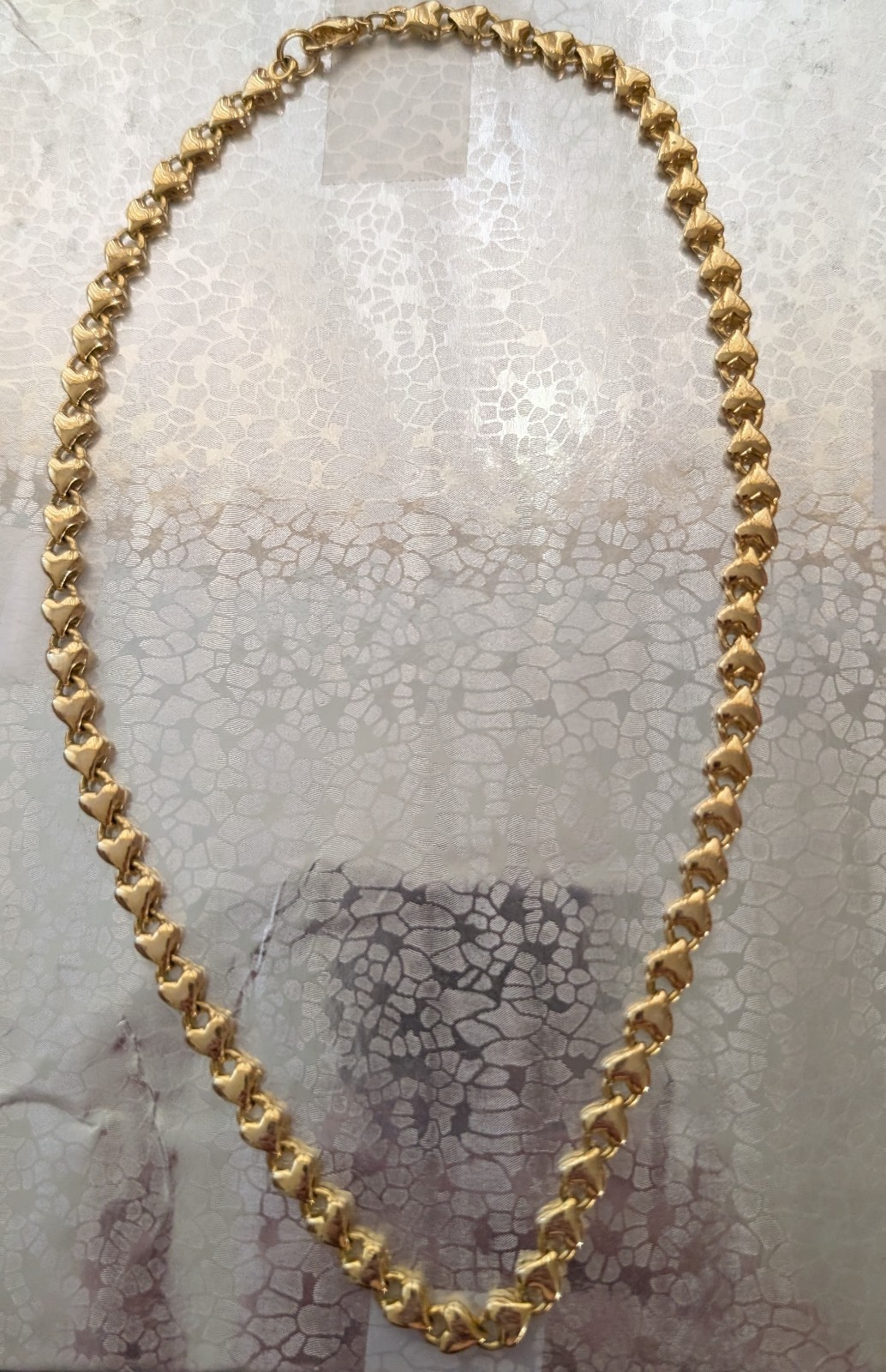 Heart Chain Choker Necklace With Gold Plating- Some Wear Shown In Between Links