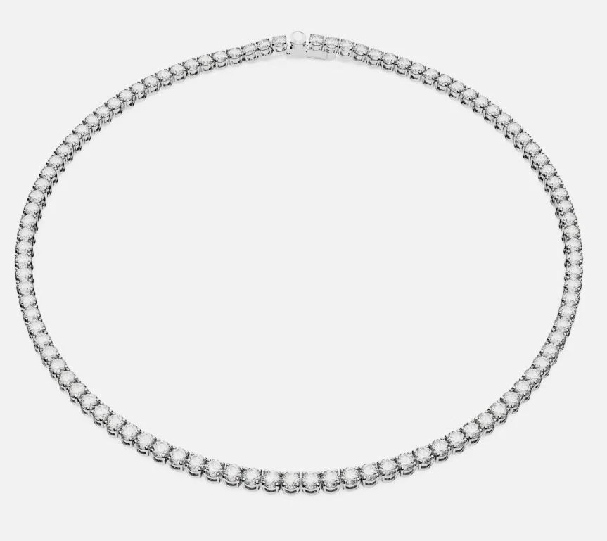Swarovski Matrix Tennis Necklace Medium, Round Cut White Rhodium Plated.