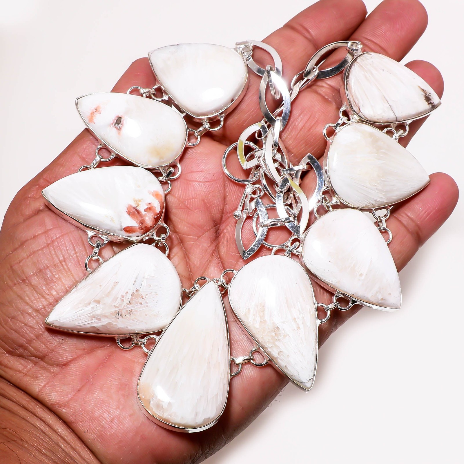 Scolecite Pear Shape Gemstone Handmade Wedding Gift Jewelry Necklace 18″ SA 2654