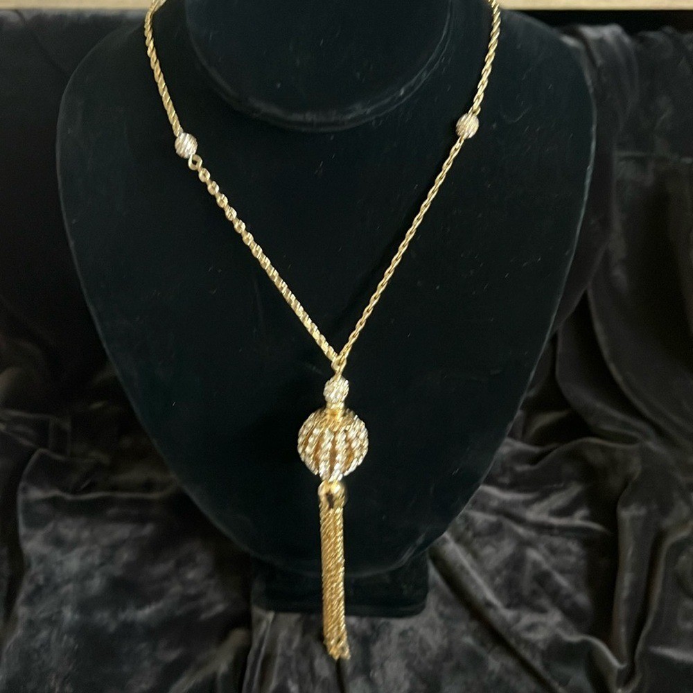 Lilly Pulitzer Crystal ball pendant necklace with tassel