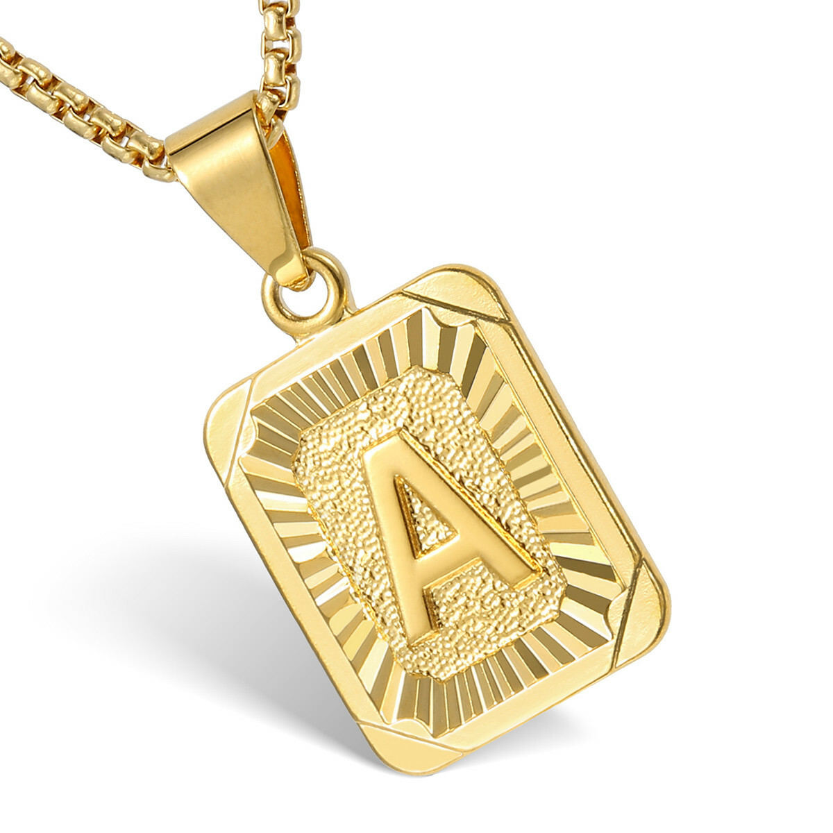 2MM 24″ Yellow Gold Filled 26 Letters A-Z Cross Charm Necklace or Pendant Only