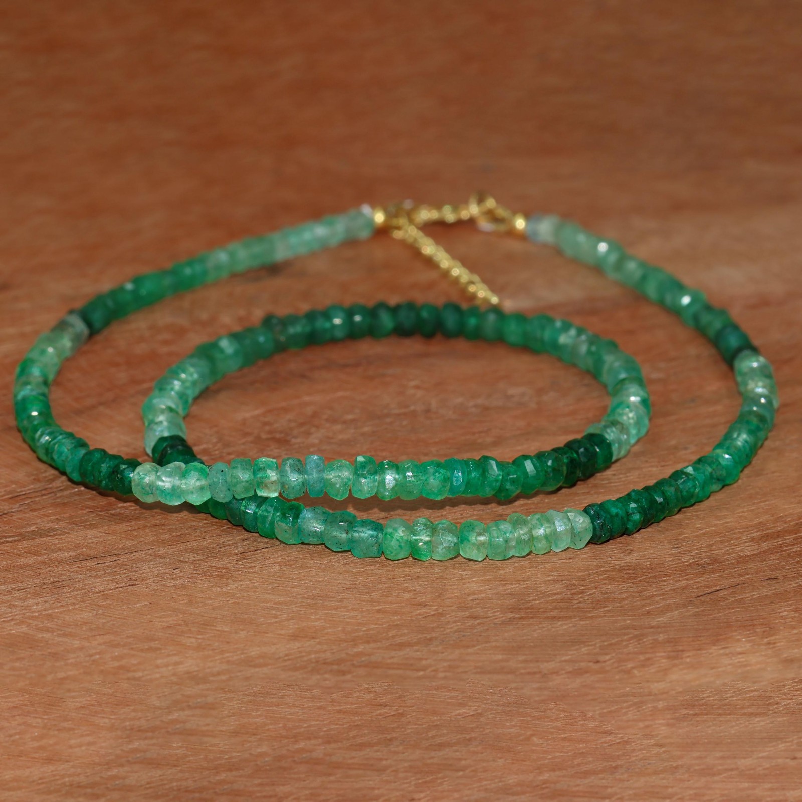 Faceted Emerald Gemstone Beads Necklace, Emerald Beaded Necklace, Gift for her