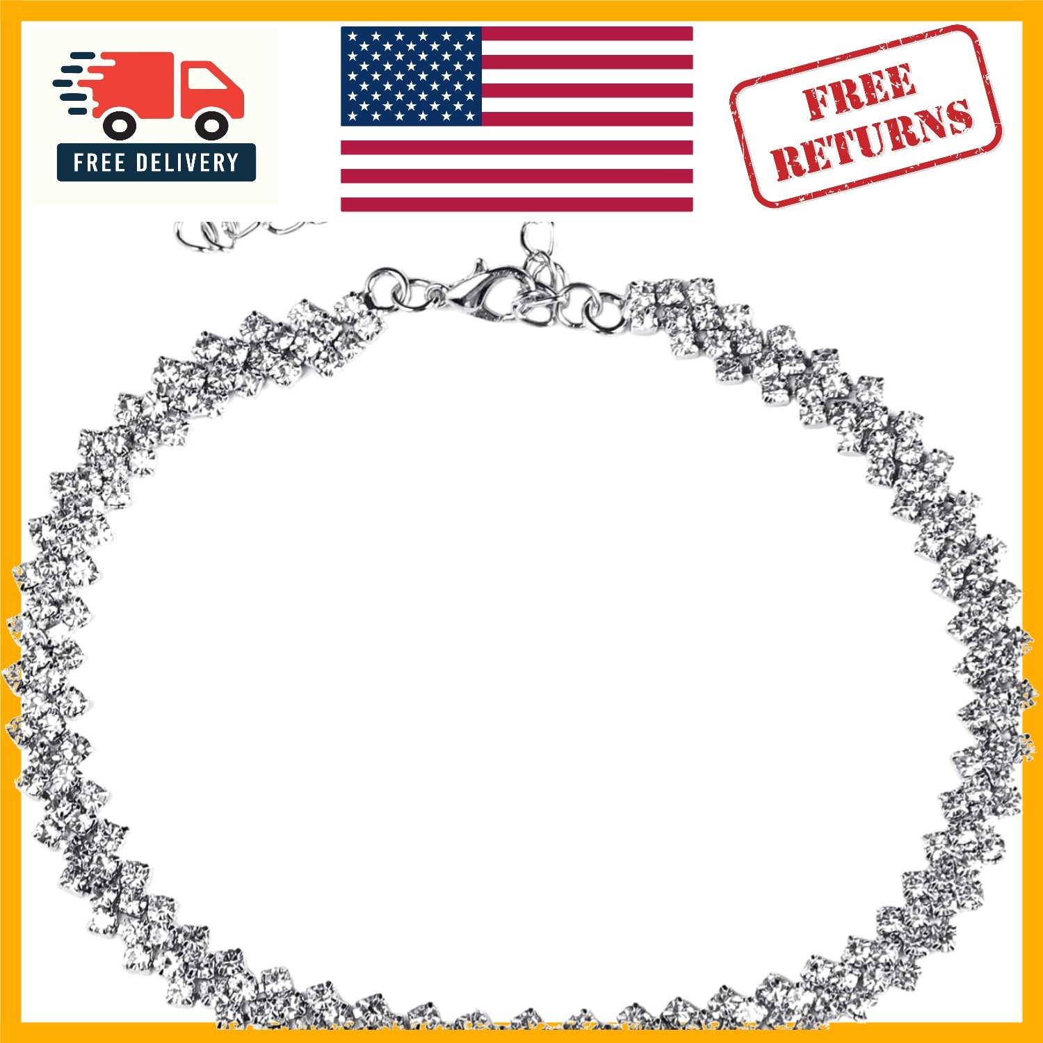 Elegant Choker Necklace with Sparkling Rhinestones – Ideal for Special Occasions