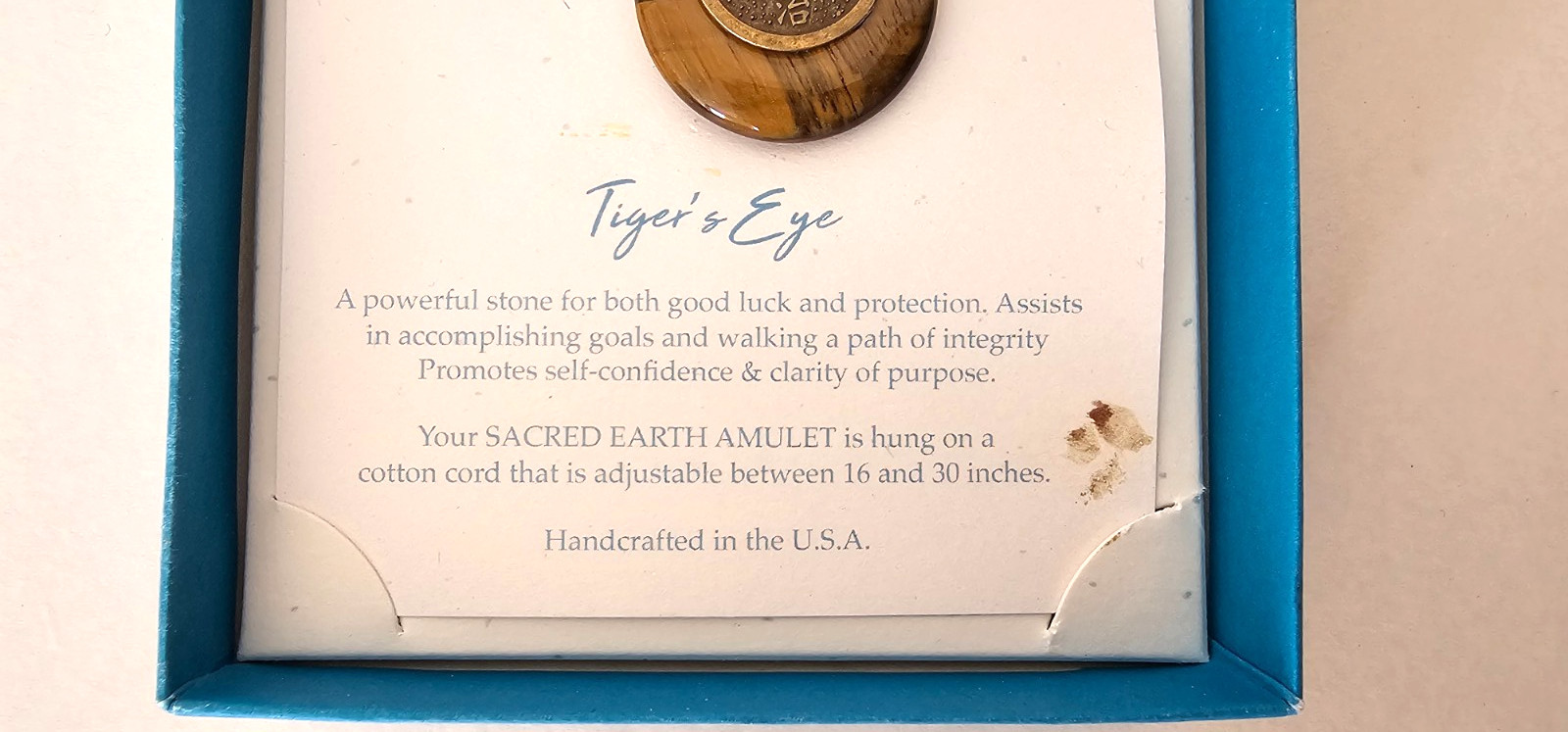 Stone Circle Studio Tiger’s Eye Good Luch Pendant, New