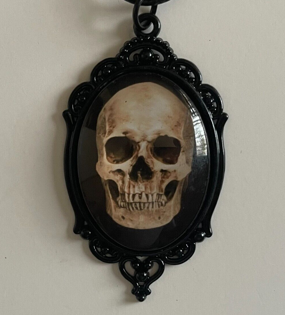 Human Skull Necklace Gothic Jewelry Mens Womens Creepy Dark Pendant Victorian