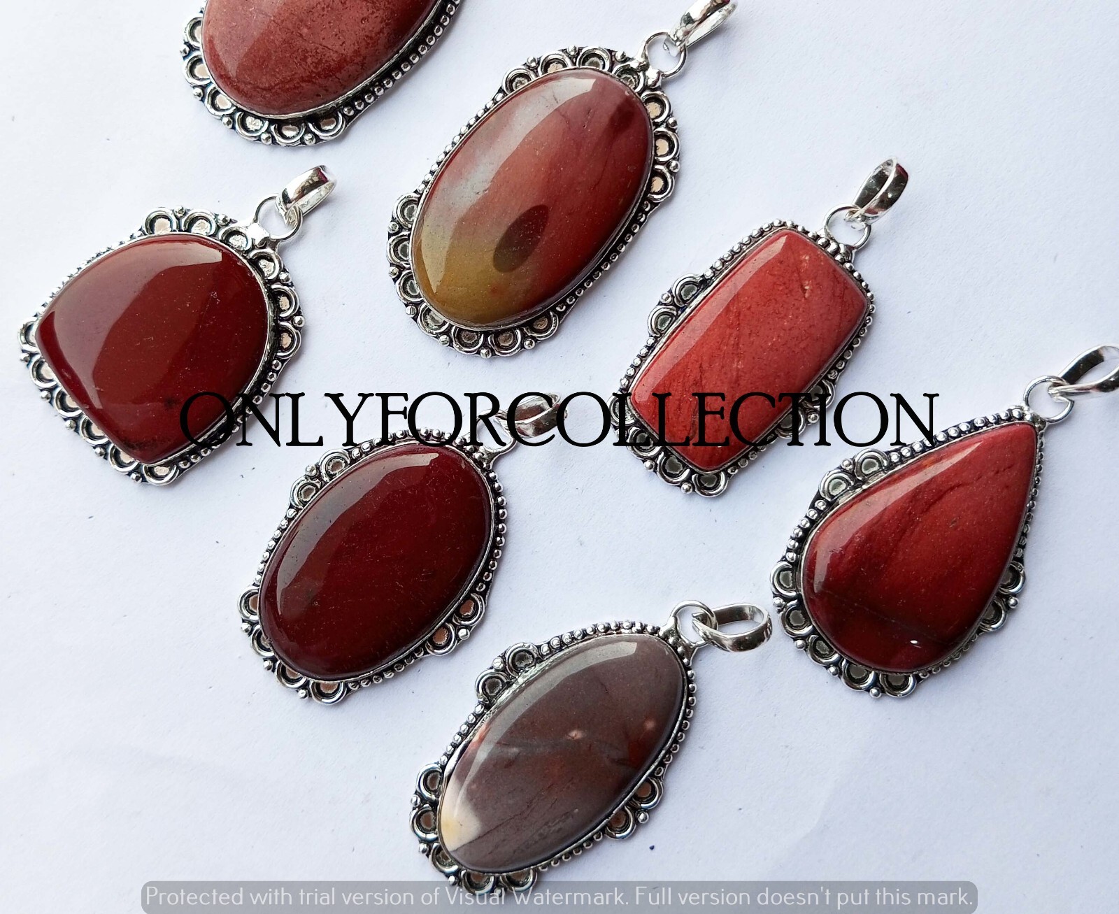Sale Red Mookaite Jasper Gemstone 925 Sterling Silver Plated Fancy Pendants Lot