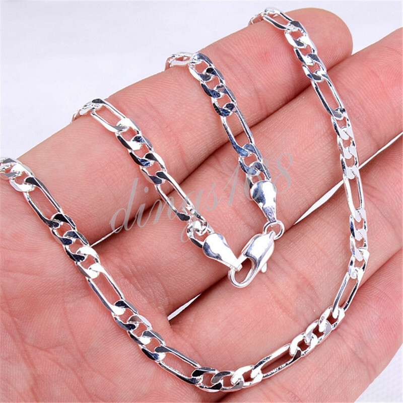 Men &Women’s Genuine 925 Sterling Silver 20inch 3.8mm Wide Figaro Chain Necklace