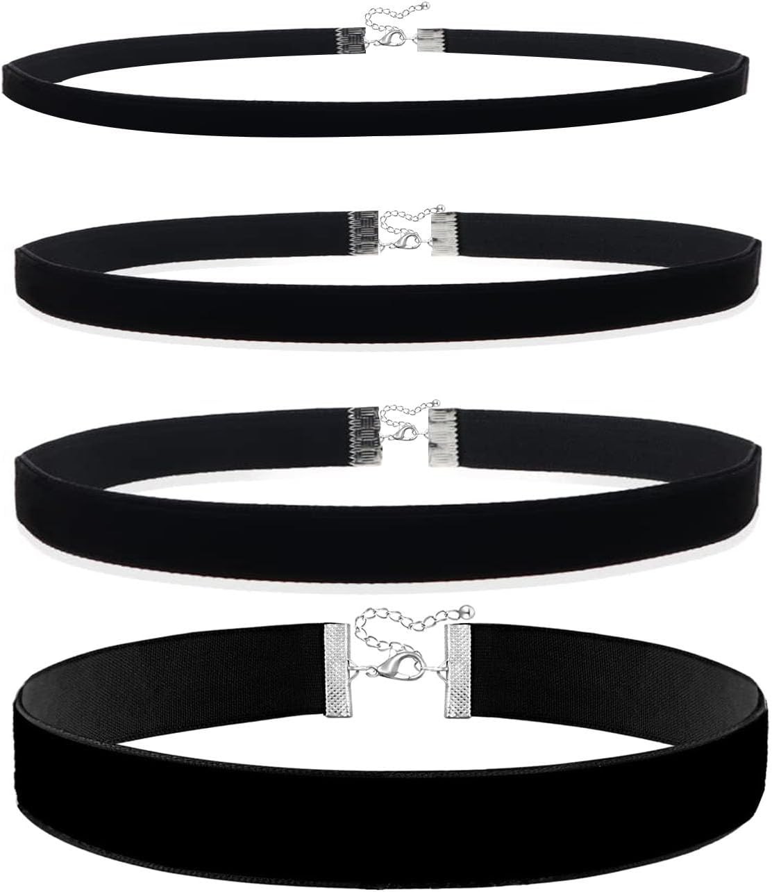 4PCS Black Choker for Women Black Lace Velvet Chocker Set Layered Classic Cho…