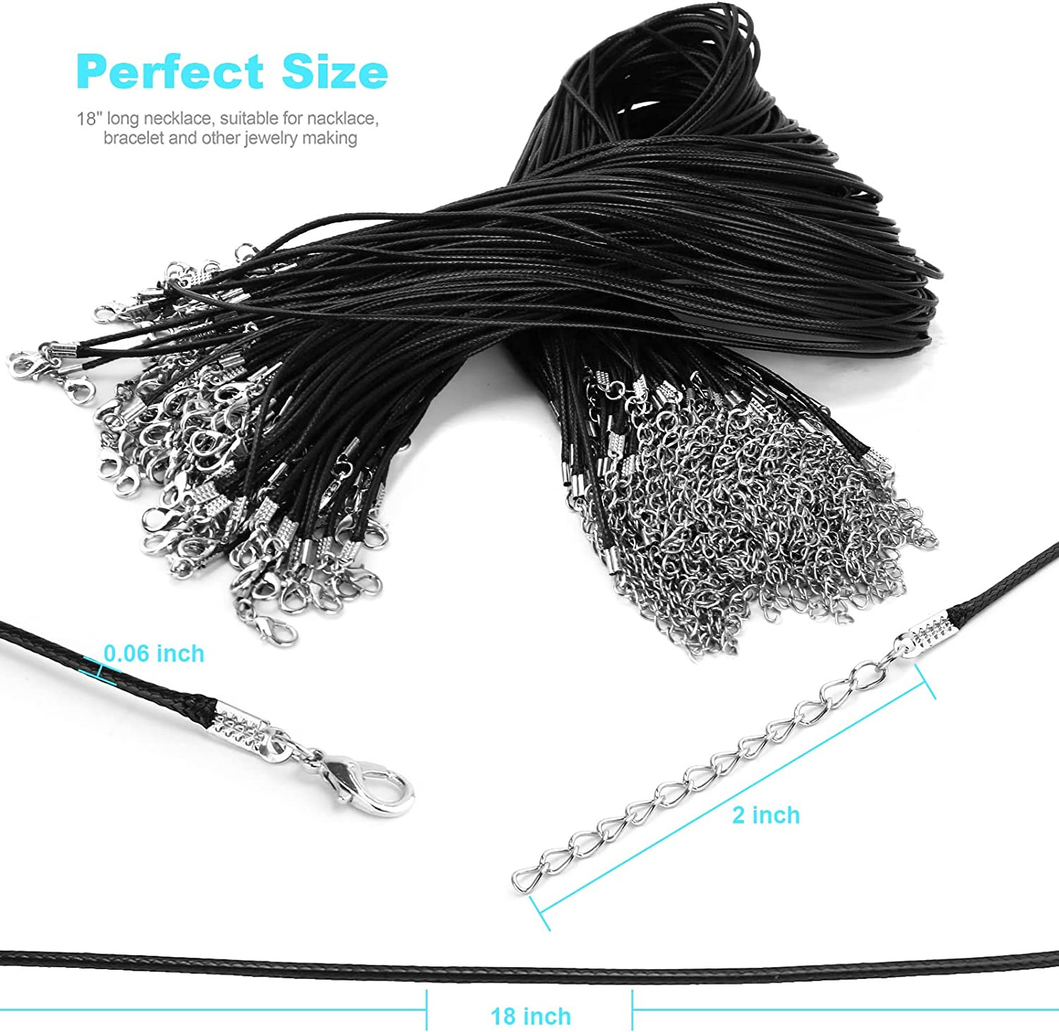 100Pcs 18” Leather String Charms Necklace Cords Wholesale Rope Bulk Lot Cords