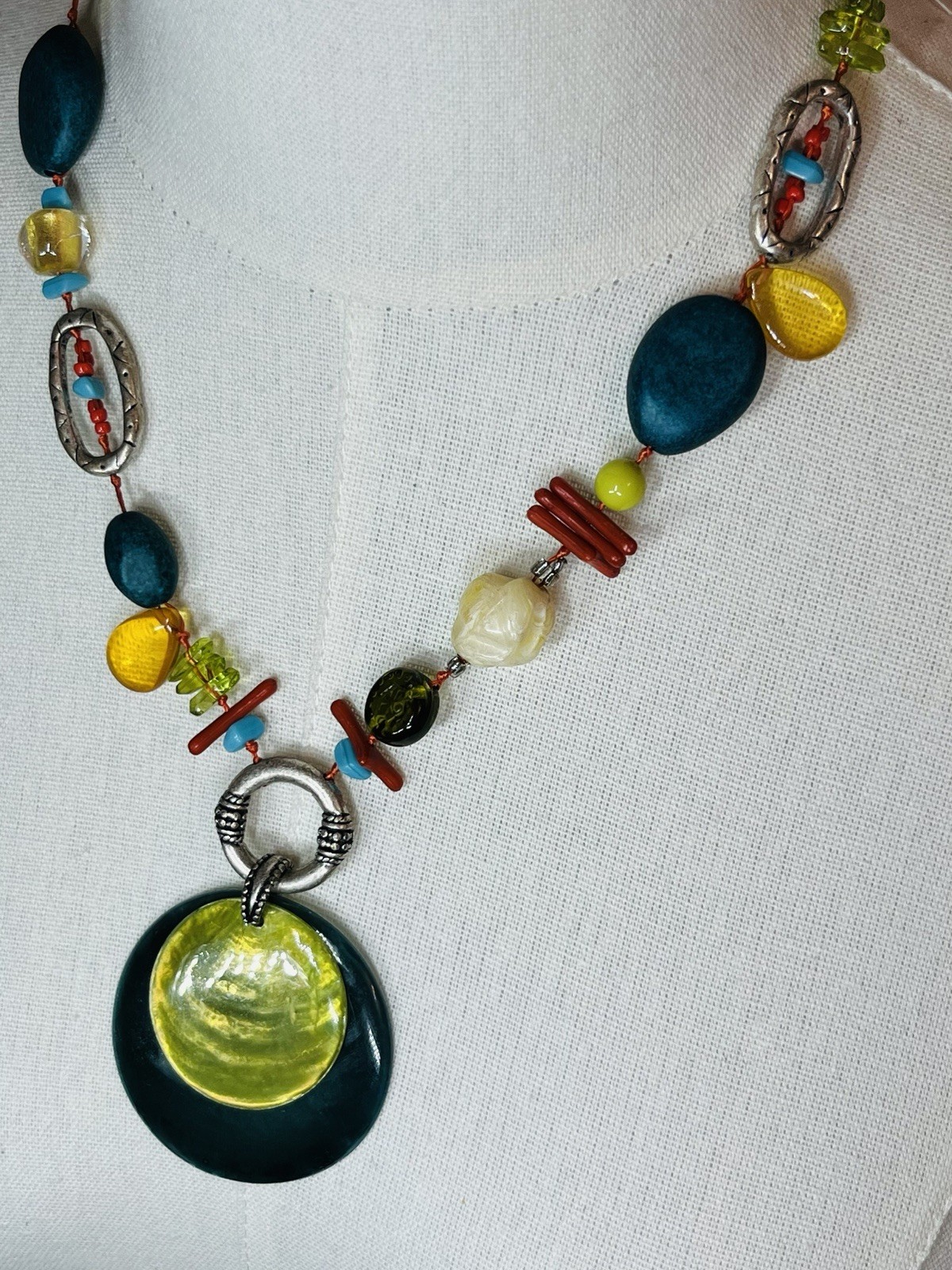 Chico’s Jewelry Lot 3 Chunky Boho Necklaces Beaded Art Glass Multi Strand
