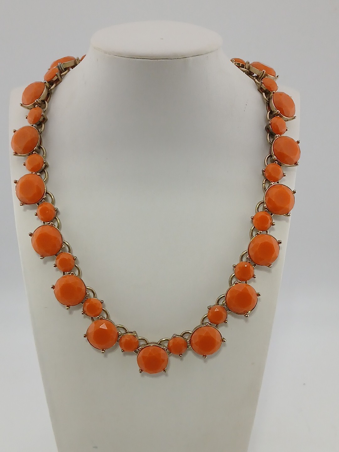 CARA NEW YORK gold tone Faceted orange cabachons statement necklace