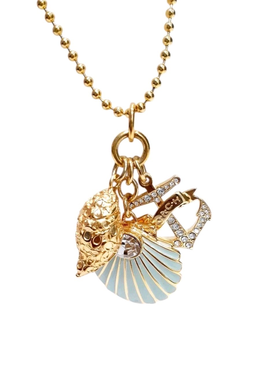 Coach Seashell Nautical Beach Charm Necklace Rare SEE DESCRIPTION Free Ship!