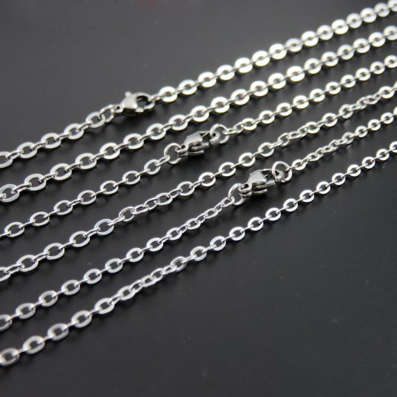 1.5-3.2mm 16″-32″ Wholesale Stainless Steel Silver Oval Chain Necklace Jewelry