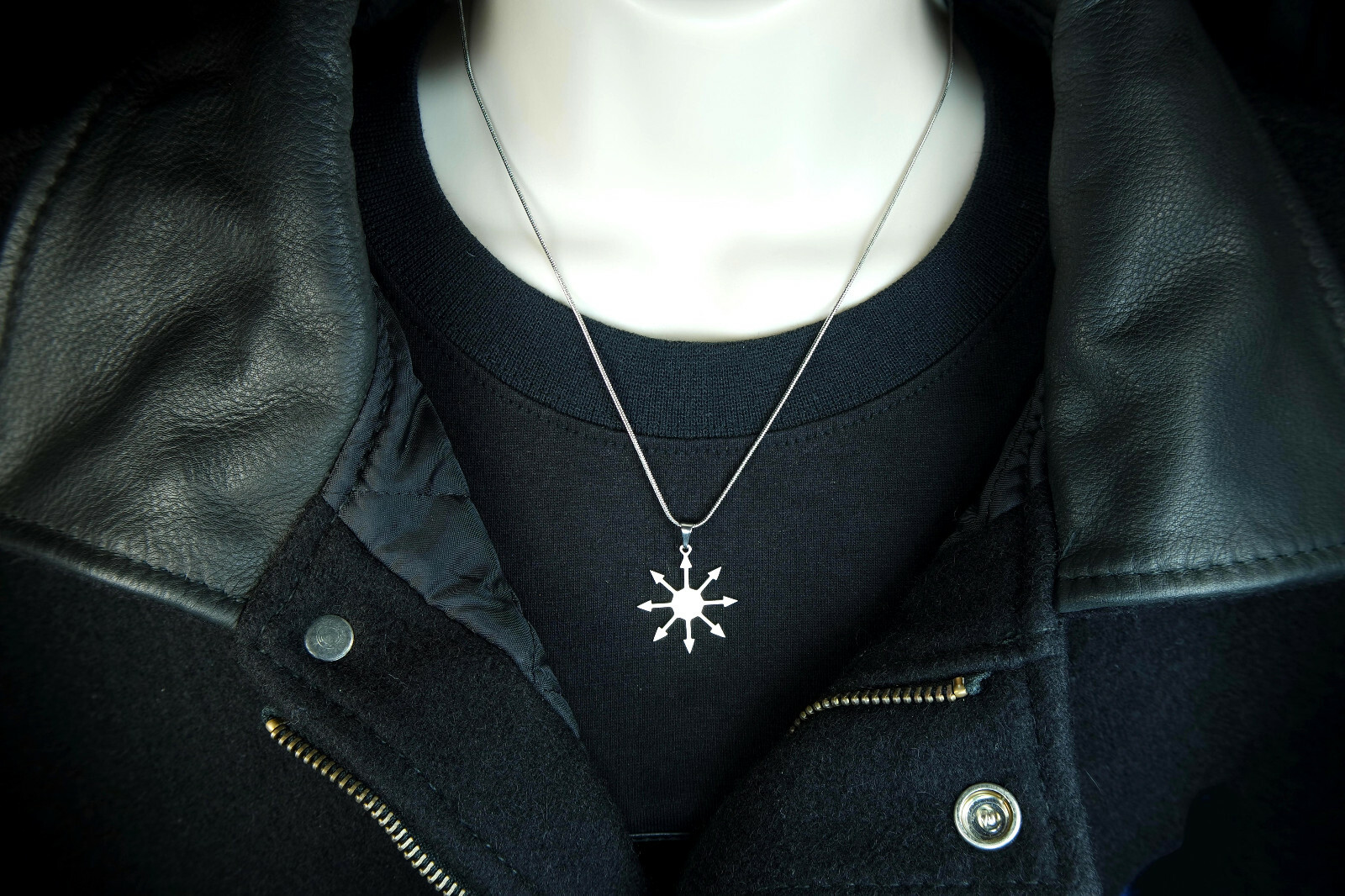 Chaos Magick Necklace, Star of Chaos Charm Stainless Steel Magic Symbol Sigil nb