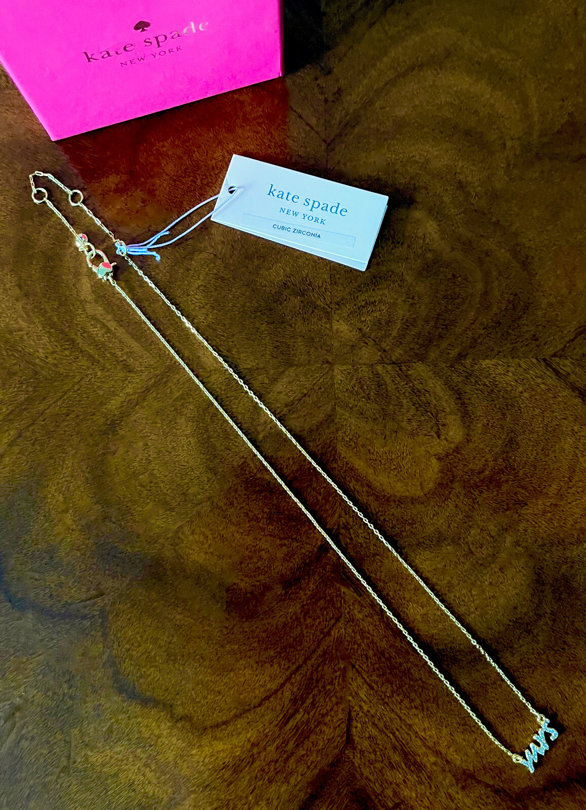 NWT Kate Spade Say Yes PAVE Cursive MRS Gold 16” With 3″ Extender Necklace $78