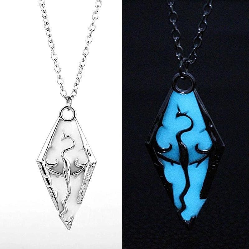 DRAGON 2″ x 7/8″ Glow in the Dark Pendant 20″ Necklace (#47)