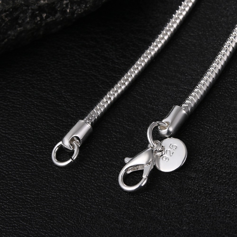 925 Sterling Solid Silver Chain Necklace Jewelry for Women Men Fashion Gift