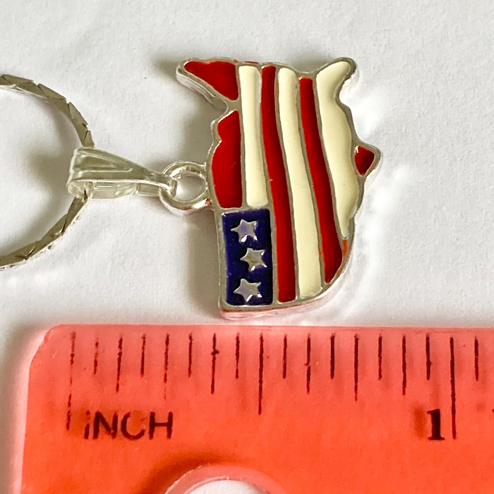USA American Flag Necklace US Patriotic July 4th United States Map Silver Plated