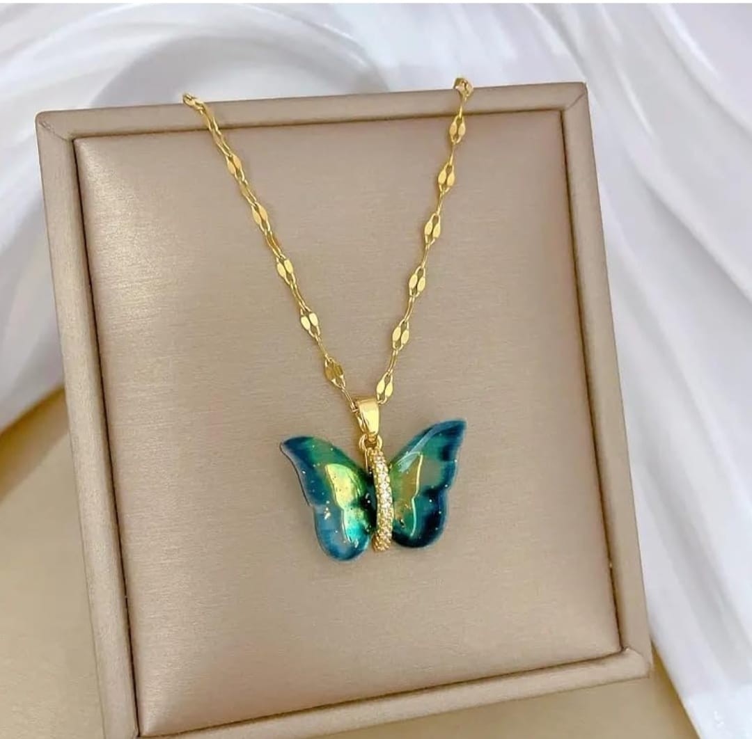 Indian bollywood butterfly shaped semi transparent pendant for women and girls