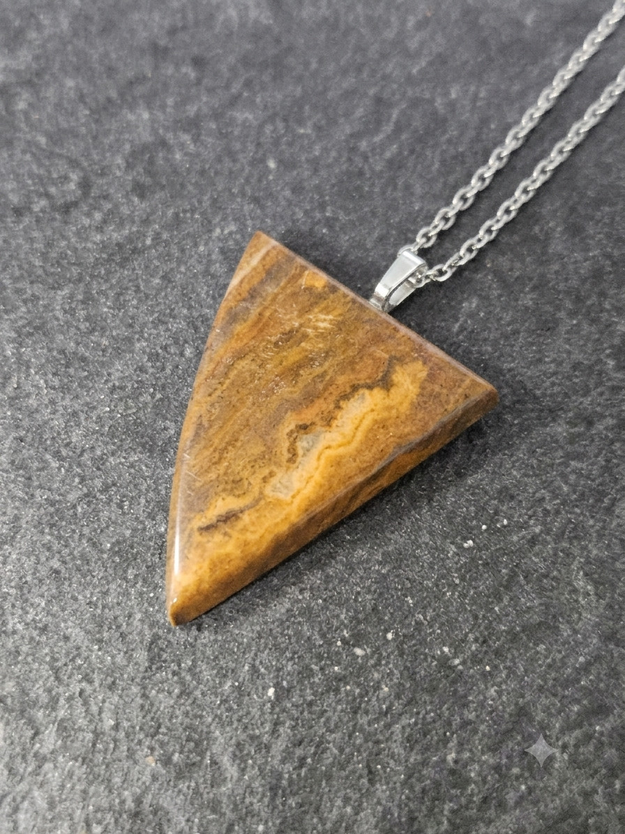 Natural Geometric Brown Agate Pendant Necklace