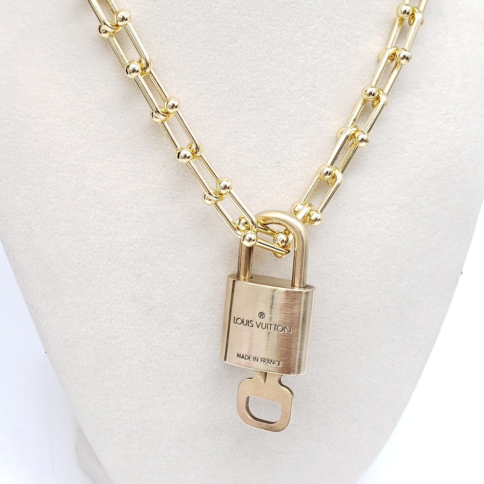 Authentic Louis Vuitton Gold Padlock with Unbranded Gold plated Chain