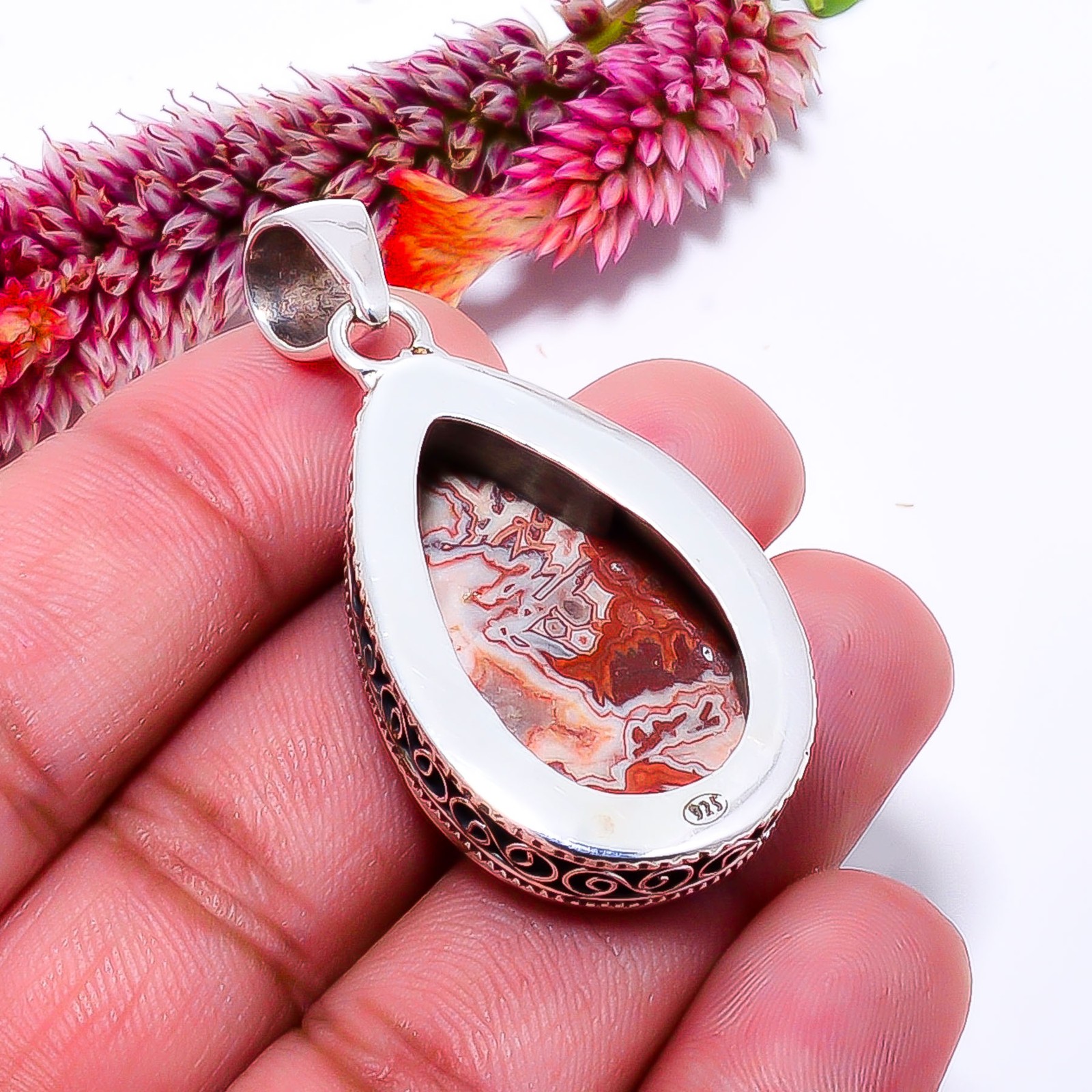 Rosetta Jasper – United State Fine Art 925 Sterling Silver Pendant 1.87″ P114313
