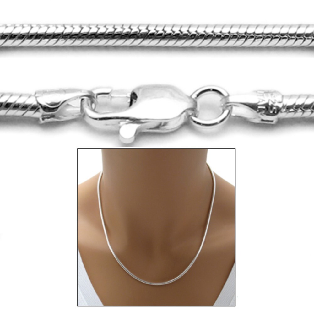 925 Sterling Silver Round Snake Chain Necklace 2.5mm (060 Gauge)
