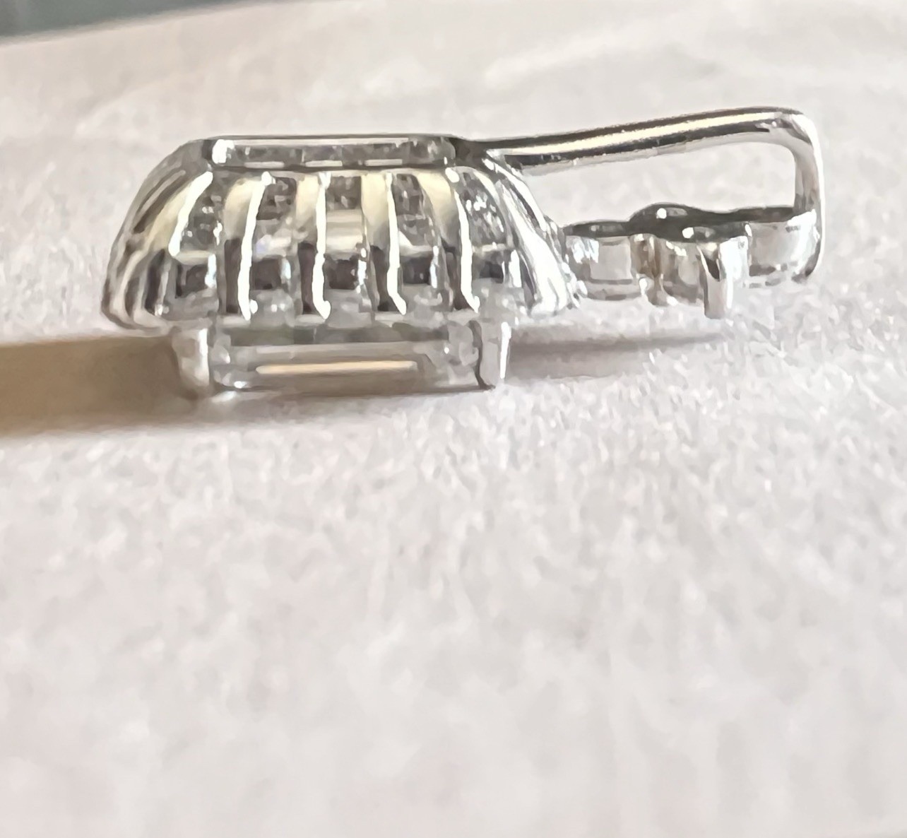 Authentic Emerald Cut White Moissanite VVS1 Halo 1 Carat 925 Silver Pendant