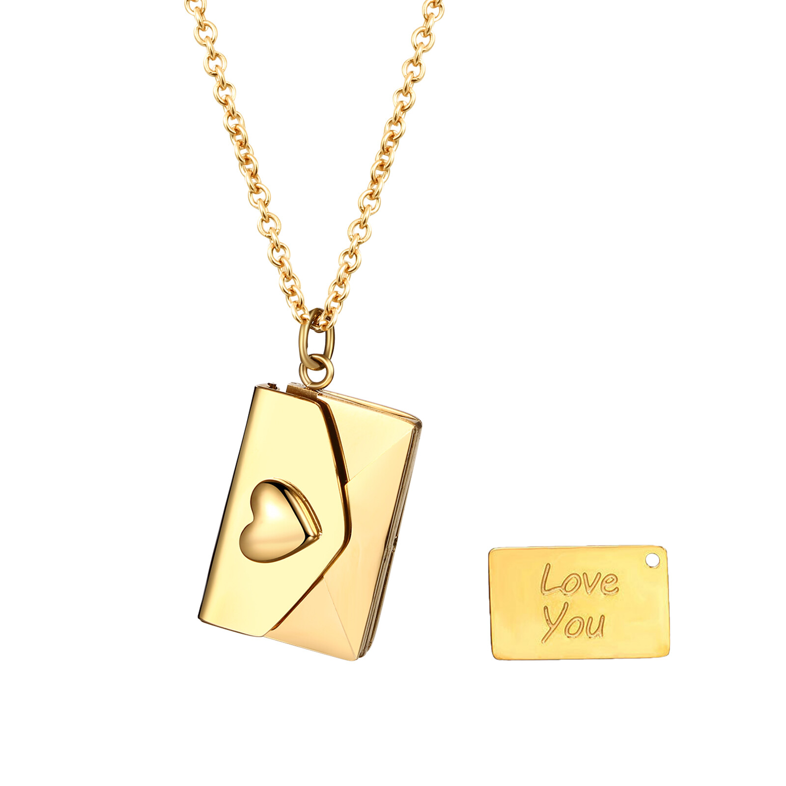 Engraved With ‘I Love You’ Love letter Pendant Anniversary Gift Custom Necklace