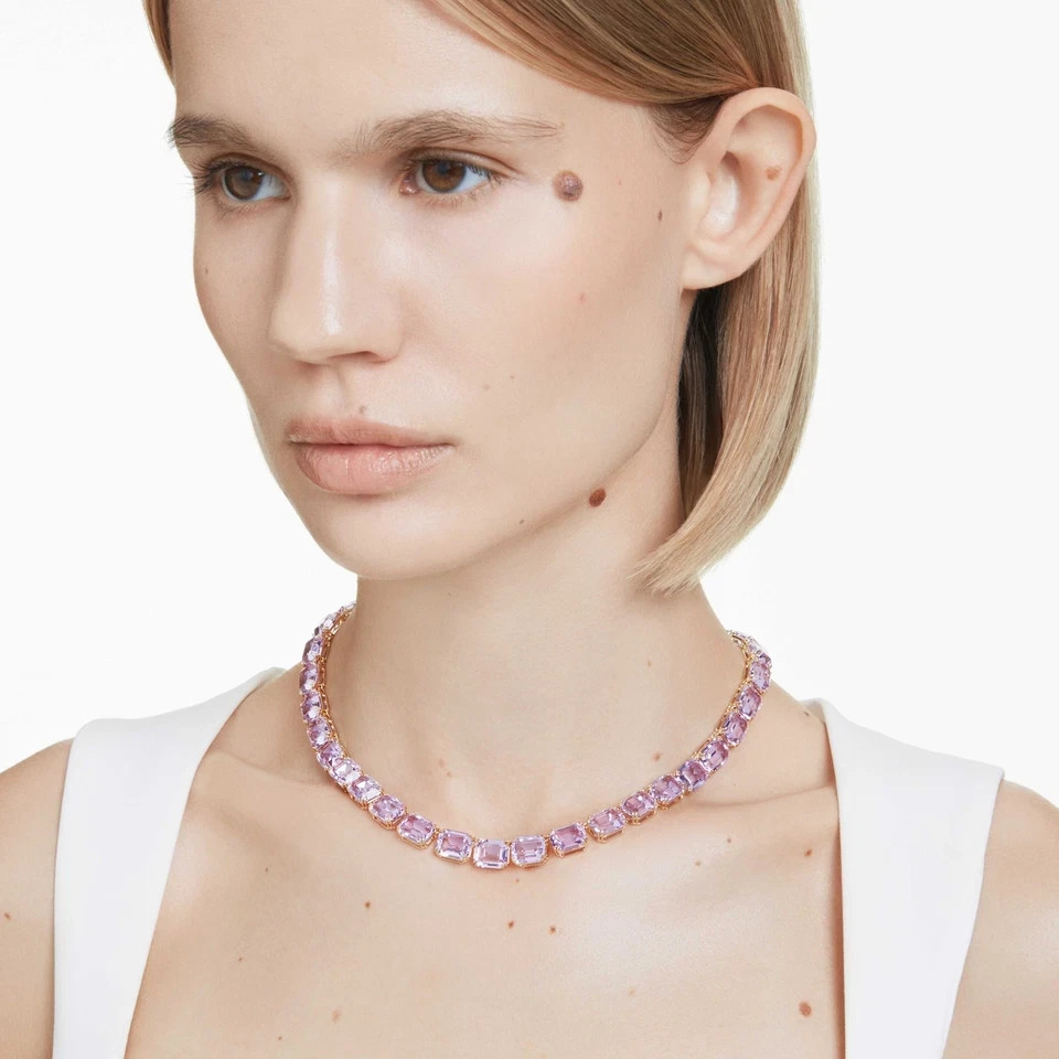 Swarovski Millenia Necklace, Octagon Cut, Purple, Gold-Tone Plated